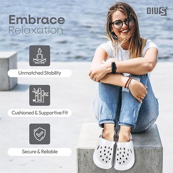 DIUS Clogs for Women and Men Waterproof Elastic EVA Comfortable Breathable Clogs - Picture 2 of 6